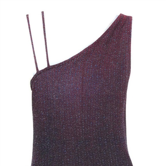 Cache Gown Maxi Dress Lurex Vintage Glitter Umbre Purple Side Zip USA - Picture 5 of 8